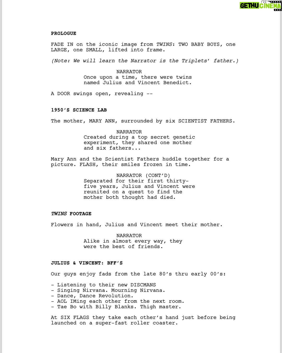 Josh Gad Instagram - One of my favorite commercials from this past weekend’s SB was the reunion of Arnold and Danny for State Farm. Years ago, the late/great Ivan Reitman hired me and my then writing partner @dixonofnoho to write a sequel to Twins called Triplets meant to star Arnold, Danny and Eddie Murphy. It was such a blast developing a follow up to one of my favorite comedies of the 80’s. Unfortunately, the movie never got made but the memories of working on it remain beyond wonderful. Here now, to celebrate their reunion, is the insane prologue to that would be movie: Triplets.