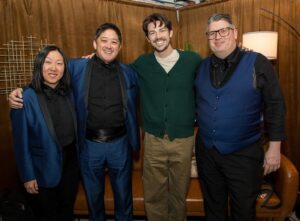 Josh Gad Instagram - Grant Gustin Guested at GUTENBERG! (Say that five times fast.) The @w4emusical star brought the house down at last night’s show 🍽️✨ #GutenbergBway 

📸: @triciambaron