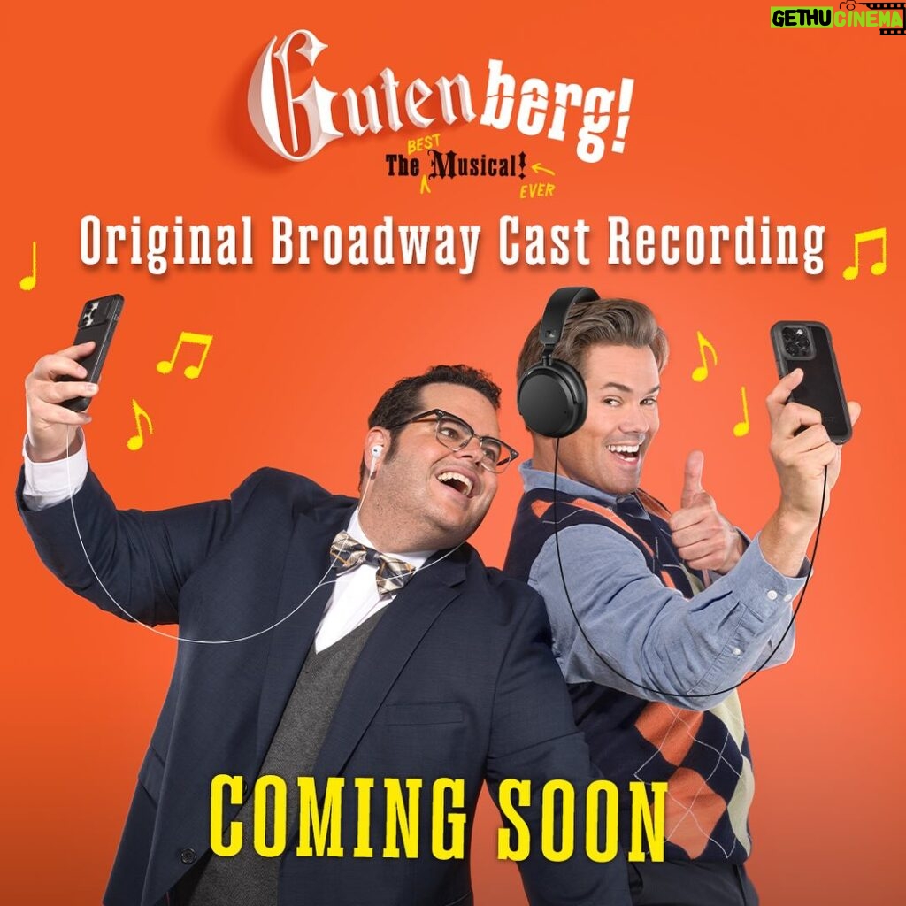 Josh Gad Instagram - You thought you’d see the last of us?? Our Original Broadway Cast Recording is coming soon! STAY TUNED🍽️✨ #GutenbergBway