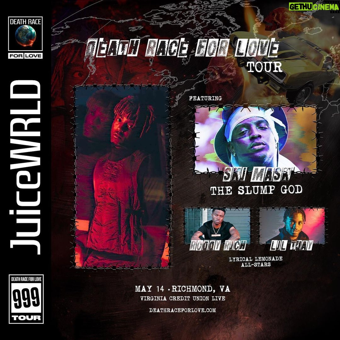 Juice WRLD Instagram - Richmond, see you this Tuesday with @theslumpgod @roddyricch @liltjay at the death race for love experience. 💥💥💥💥