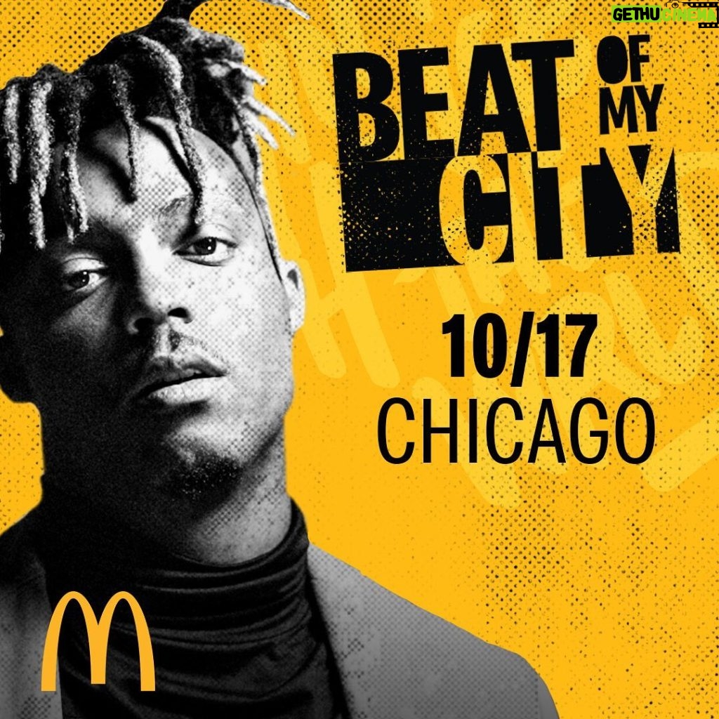 Juice WRLD Instagram - Excited to be partnering with @mcdonalds to bring my people in chicago a free live performance. I will also be giving back to my favorite charity through McDonald’s. Last but not the least there’s going to be some @mcdonalds 🍟9🍟9🍟9 Link in their bio or RSVP at McDonaldsBeatOfMyCity.com!!! #Ad #beatofmycity