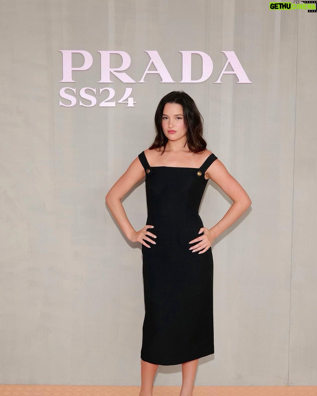 Jules LeBlanc Instagram - lovely show thank you @prada #PradaSS24 🤍🤍 Milan, Italy