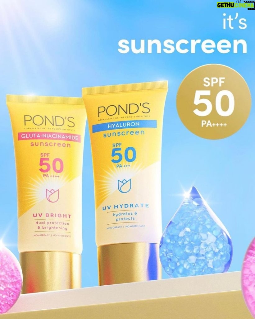 Julia Barretto Instagram - She's finally here!!! ☀️ Welcoming the new POND’s UV Sunscreens – everything you could ever want in a sunscreen and more. ☀️ Dual action UV defense ☀️ Lightweight ☀️ No white cast With added Gluta-Niacinamide and Hyaluron to brighten and hydrate skin. The new POND'S UV Sunscreen is a MUST in your daily skincare routine! ⛱️ @pondsph
