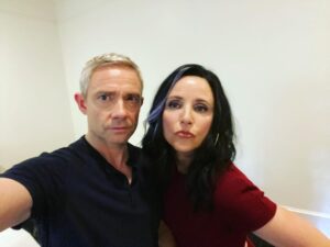 Julia Louis-Dreyfus Instagram - SPOILER ALERT:
 Me and the Ex.
@blackpanther @marvelstudios #wakandaforever#martinfreeman