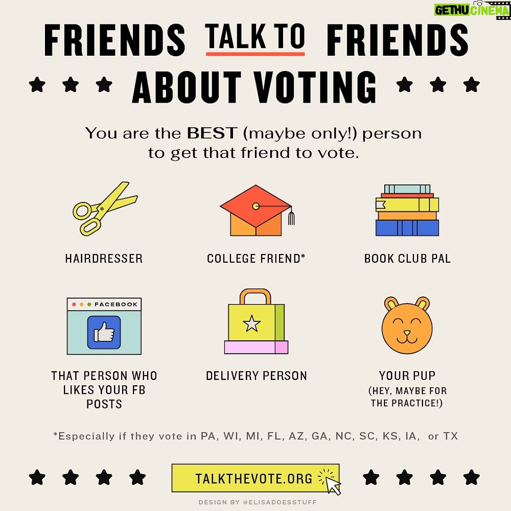 Julia Louis-Dreyfus Instagram - No campaign can reach everyone – and research shows that you (yes, YOU) are 10 times more likely to get your loved ones to vote than a stranger. Talk to the people in your life about voting. It’ll make a difference. #TalkTheVote [link in bio]