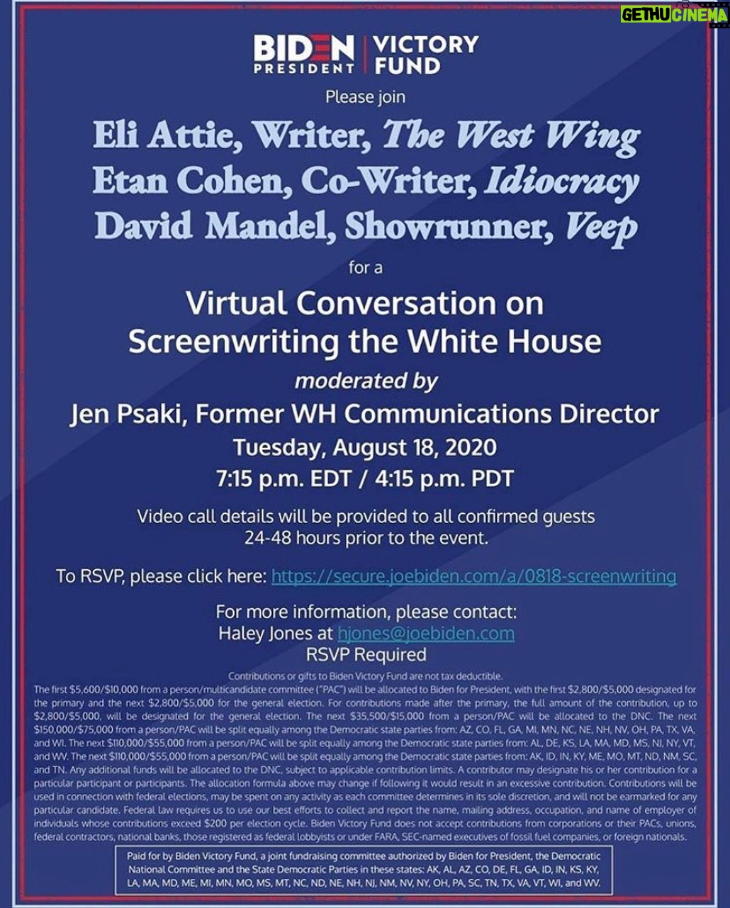 Julia Louis-Dreyfus Instagram - Folks, this is, for sure, gonna be great and an ideal way to support @joebiden - sign up now at https://secure.joebiden.com/a/0818-screenwriting