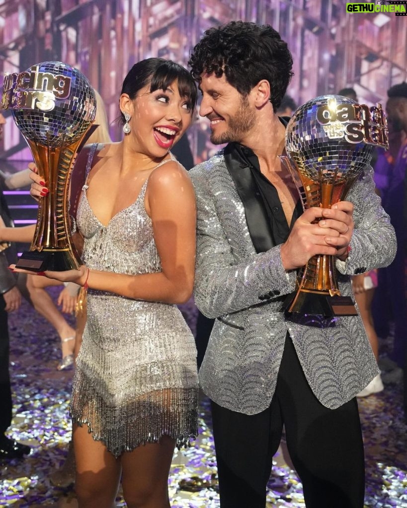 Julianne Hough Instagram - And just like that… Season 32 has come to an end 🤍 Congratulations to our new ballroom champs, @_xochitl.gomez and @valentin! 🪩🌟 To all of the finalists this season – you should be so proud of how far you’ve come and what you accomplished! A major congratulations for all you’ve done inside and outside of the ballroom over these last several weeks. Your ability to push yourself beyond your comfort zone and into a new phase of self-growth has been remarkable to watch. I feel truly honored to know every one of you and to have been on this journey with you this season! Thank you for letting me in on this wild ride. Welcome to our forever-evolving DWTS family, and cheers to Season 32 and many more to come! 🪩🤍