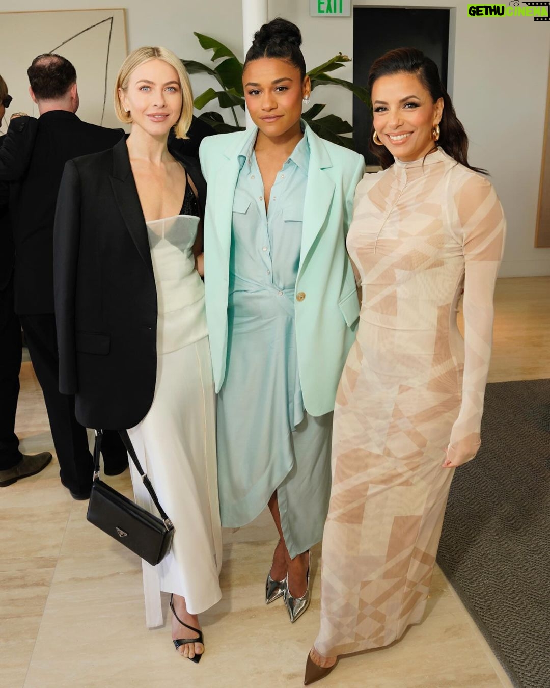 Julianne Hough Instagram - A beautiful weekend spent celebrating the marvelous @evalongoria and her feature directorial debut @flaminhotmovie! Not only is Eva an actress, director, entrepreneur, and business woman that we all love so so much, most importantly she is an advocate. Watching her take all of her art and talent and focus them in to one space giving a platform through storytelling to represent her community, the Latin community in such a thoughtful way is truly inspiring! This film is so special. Hilarious, poignant and a full arch of all of Eva’s personalities wrapped up in a “flamin hot” way! Thank you @arianadebose for hosting this event to support Eva and for inviting me to witness the incredible friendships, support, hard work, tenacity, and level of family I experienced with all of you. I even had the pleasure of meeting and getting photo bombed by lead actress @annieggonzalez - she’s a scorpio and I’m a cancer, so obviously we’re destined to be best friends forever now 😜