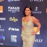 Jumana Murad Instagram - مهرجان الجونه السينمائي في دورته الرابعه ٢٠٢٠ . Dress : @nicolasjebran makeup : @ahmedelkhawaga1 hairstyle: @haithamdahab00 jewelry : @glamour.jewellery stylist : @kazzam1963