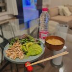Jun Amaki Instagram - とある作品に向けて、ご飯の予定がない時は制限start🤍 アボカド🥑マッシュルーム🍄ベビーリーフ🌱 湯葉のお味噌。 #天木ごはん