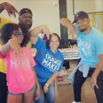 Jussie Smollett Instagram - Slipped into Flint today to show love and support to my Angel #MariCopeny aka @littlemissflint , Peanut and Mama Lulu on their annual Back to School Bash. Once again, I had the best time and was in complete awe of what they’ve accomplished. They gave away 1,000 backpacks with all the supplies, 200 uniform shirts, 125 uniform bottoms, over 150 packs of socks and underwear, 30 pairs of sneakers, personal care items, books, hair bows and supplies, a game truck, and a ton of fresh produce. I love y’all so much. So proud of all you do. #TeamMari for life… #FlintStrong Flint, Michigan