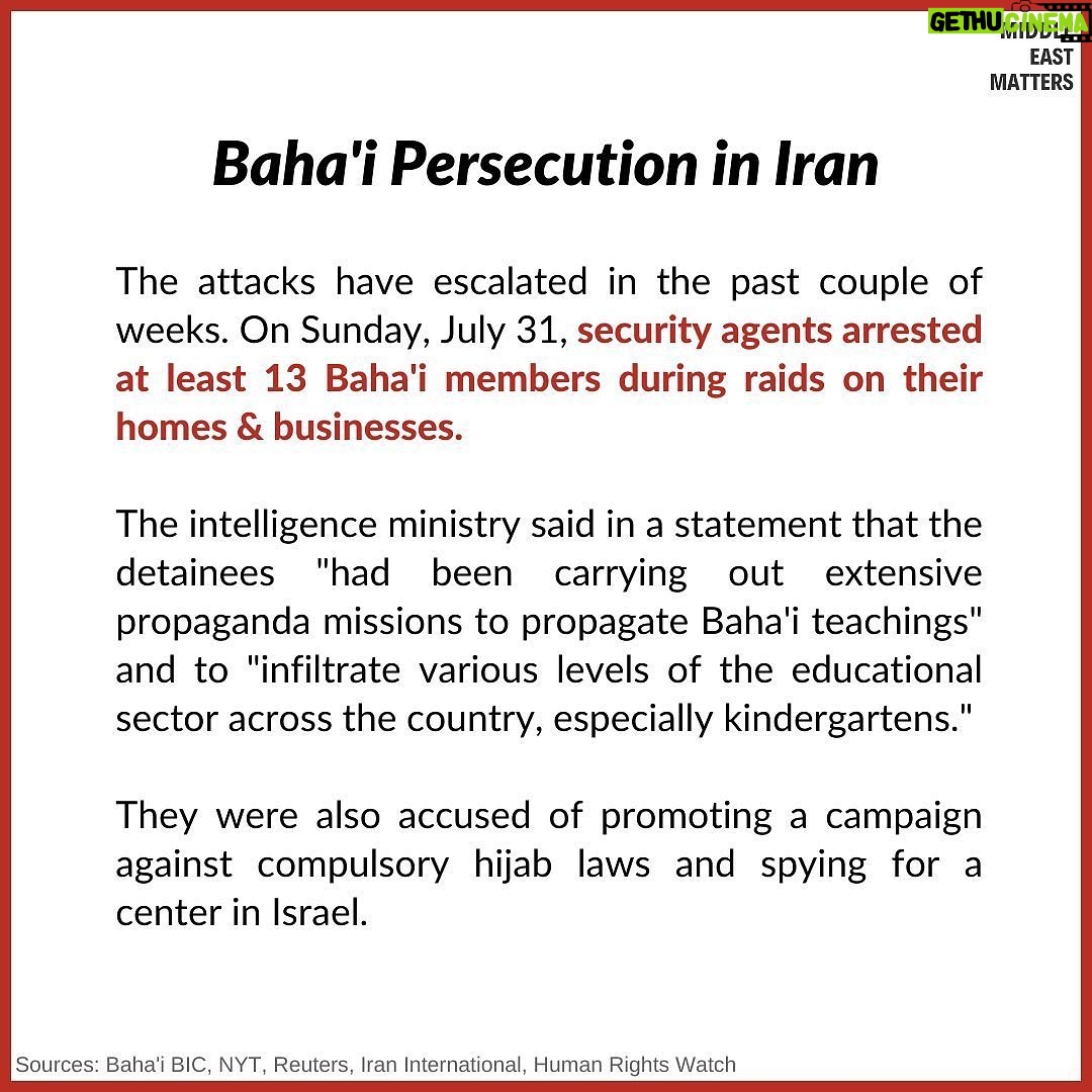 Justin Baldoni Instagram - This is devastating and heartbreaking. The singular goal of the #Bahai faith is the oneness of humanity. The belief that as Baha’u’llah says we are “The fruits of one tree and the leaves of one branch”. And to end prejudices of all kinds. Our work starts within and our beliefs are NEVER forced on others. It’s a loving, accepting and non-judgmental faith and it’s followers are kind, humble and non political. And yet somehow The Bahai’s are a threat to power in places like Iran. The Iranian regime has once again launched a sweeping crackdown on its Baha’i community, a long-persecuted religious minority in Iran with over 300,000 members and over seven million around the world. Dozens of Baha’i’s have been arrested and their properties forcefully destroyed, according to residents and rights groups. Iran’s Baha’i community has long faced persecution and discrimination because the government does not recognize our faith. You can’t even go to college if you are a Bahai. This has to stop. Please help me in sharing this. #Bahai #FreedomofReligion #Iran #MiddleEastMatters Thank you for sharing @middleeastmatters 🙏🏼❤️