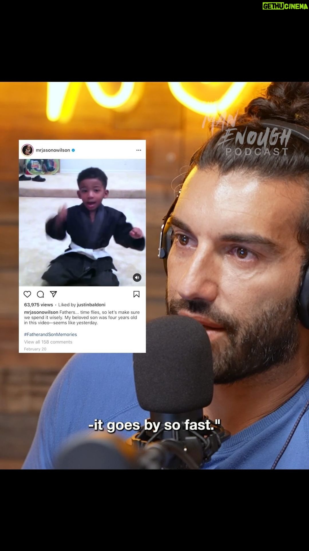 Justin Baldoni Instagram - A world with @mrjasonowilson in it is a world worth being in... This man brings me so much hope, joy, and tears. Jason taught us to “Cry Like a Man,” and do it responsibly. This episode is incredibly special, and I truly felt like we went on a spiritual journey. So often as men we suppress our feelings, and create these dams inside of us full of emotions. Eventually we will overflow with water and need a space in which we can release. Together we can create safe spaces for one another by being COURAGEOUSLY TRANSPARENT. We ALL deserve to be human and deserve the freedom to feel. There is no better episode to let your emotions fly, there was not a dry eye in the room. Prep your tissues and cue the waterworks on this one. #ManEnough to cry. (PS if you listen to the episode you’ll know that research proves the BENEFITS of crying...let it out 😉)