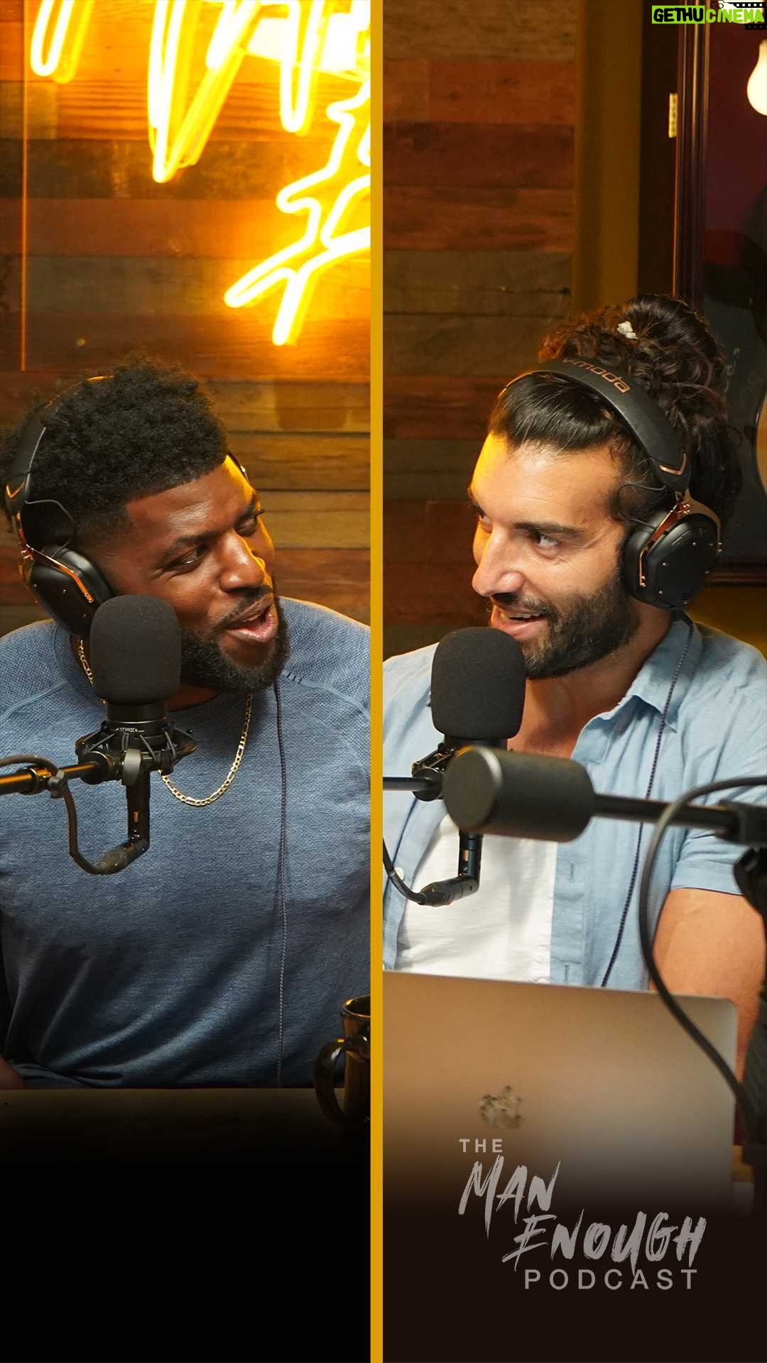 Justin Baldoni Instagram - This conversation was not what we anticipated. And. This conversation is what it’s all about…the digging, the questioning, the leaning into why we do what we do in hopes of taking off a little bit of the armor so that the journey from our head to our hearts isn’t so damn heavy. Super grateful that @emmanuelacho showed up for this conversation and brought his truth, his openness and his humanity. Full episode out now. I’m curious to hear your thoughts on this one! #ManEnough