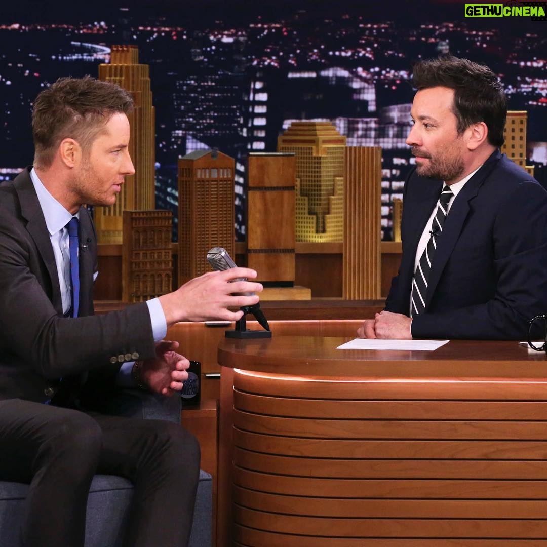 Justin Hartley Instagram - Thank you @fallontonight for having me on. Tune in tonight on @nbc. Always great laughing with this guy. I still can’t believe I get to do cool stuff like this. Wow!! @littlethemovie @nbcthisisus