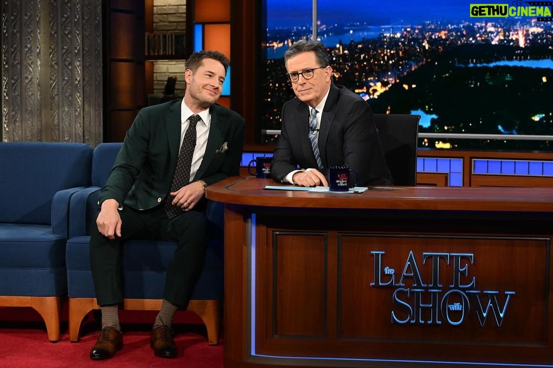 Justin Hartley Instagram - Hard to tell from this photo but I really love this guy. Tune in tonight. @colbertlateshow @cbstv @trackercbs @nanasartoria