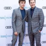 Justin Prentice Instagram - Twinning @younggoth @televisionacad #13reasonswhy Shout out for the sweet attire: Styling @philippeuter Suit @ted_baker_menswear Shirt @sandcopenhagen Tie @benshermanofficial Boots (not shown but sweet) @callitspring