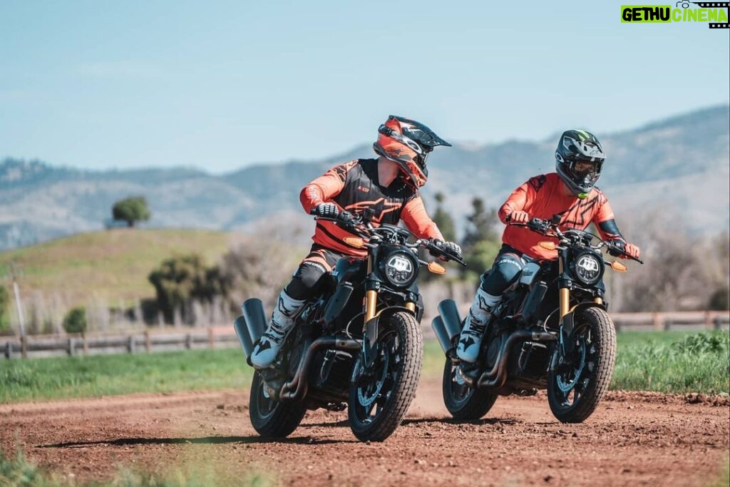 Justin Prentice Instagram - Flat track with our gracious hosts @hartluck and @pink I aspire to be as cool as they are. Yes, that's me smack talking Ross in pic#2 Thanks for the wheels @indianmotorcycle And for the protection @alpinestars #alwaysuseprotection