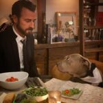 Justin Theroux Instagram – #formalfriday
@jimmykimmel
#kummerbund
#stayhome
Day 97. We had a fight today.. but worked through it.
Oh… and dinner was spaghetti with pesto. Baby tomatoes. Salad. Kuma is wearing a bow tie and tux bib.
Natch. 🚺 NYC