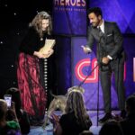 Justin Theroux Instagram - Kuma and I were so honored to present a HERO award to real life HERO Carie Broecker and her incredible organization @peace_of_mind_dog_rescue for the tireless work they do for senior dogs and senior people. Thank you Carie for being such an astounding advocate for the voiceless. If you can this holiday season, please consider making a donation to help continue the incredible work that Carie does. ❤️ #adoptdontshop
