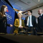 Justin Trudeau Instagram - Research and innovation were top of mind at today’s Canada-EU Summit – so stopping by @Genesis_Centre with @CharlesMichel and @UrsulavonderLeyen made perfect sense. To all of the innovators and entrepreneurs we met: Thank you. Keep leading the way with your talent and your ideas. 🇨🇦🇪🇺 La recherche et l’innovation étant au cœur du Sommet Canada-UE d’aujourd’hui, @CharlesMichel, @UrsulavonderLeyen et moi avons décidé de visiter le @Genesis_Centre. Aux innovateurs et entrepreneurs que nous avons rencontrés : merci de montrer la voie grâce à votre talent et à vos idées. St. John's, Newfoundland and Labrador