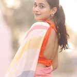Kaavya Arivumani Instagram - Colurs and sareee🎨🧡 Love the sareee @ilovesarees ✨ Blouse ✨✨ @sesha_bridalwear Shot and edited by @haran_official_