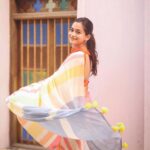 Kaavya Arivumani Instagram - Sareeee and colurs ☺️🎨🧡 Love the sareee @ilovesarees ✨ Blouse ✨✨ @sesha_bridalwear Shot and edited by @haran_official_