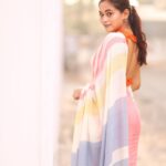 Kaavya Arivumani Instagram - Sareeee and colurs ☺️🎨🧡 Love the sareee @ilovesarees ✨ Blouse ✨✨ @sesha_bridalwear Shot and edited by @haran_official_