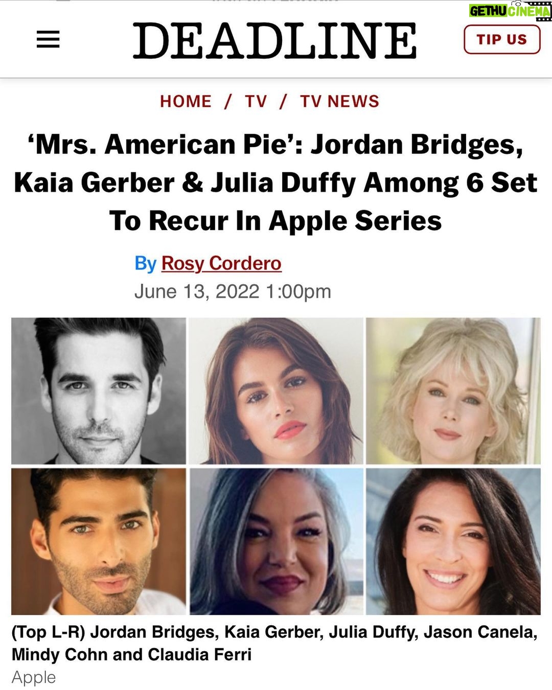 Kaia Gerber Instagram - mrs american pie! holy moly!!!!! humbled to get to work alongside some of my heroes 🥺 @lauradern @jaymelemons @abesylviamightyreal #kristenwiig (happy) crying!!!!