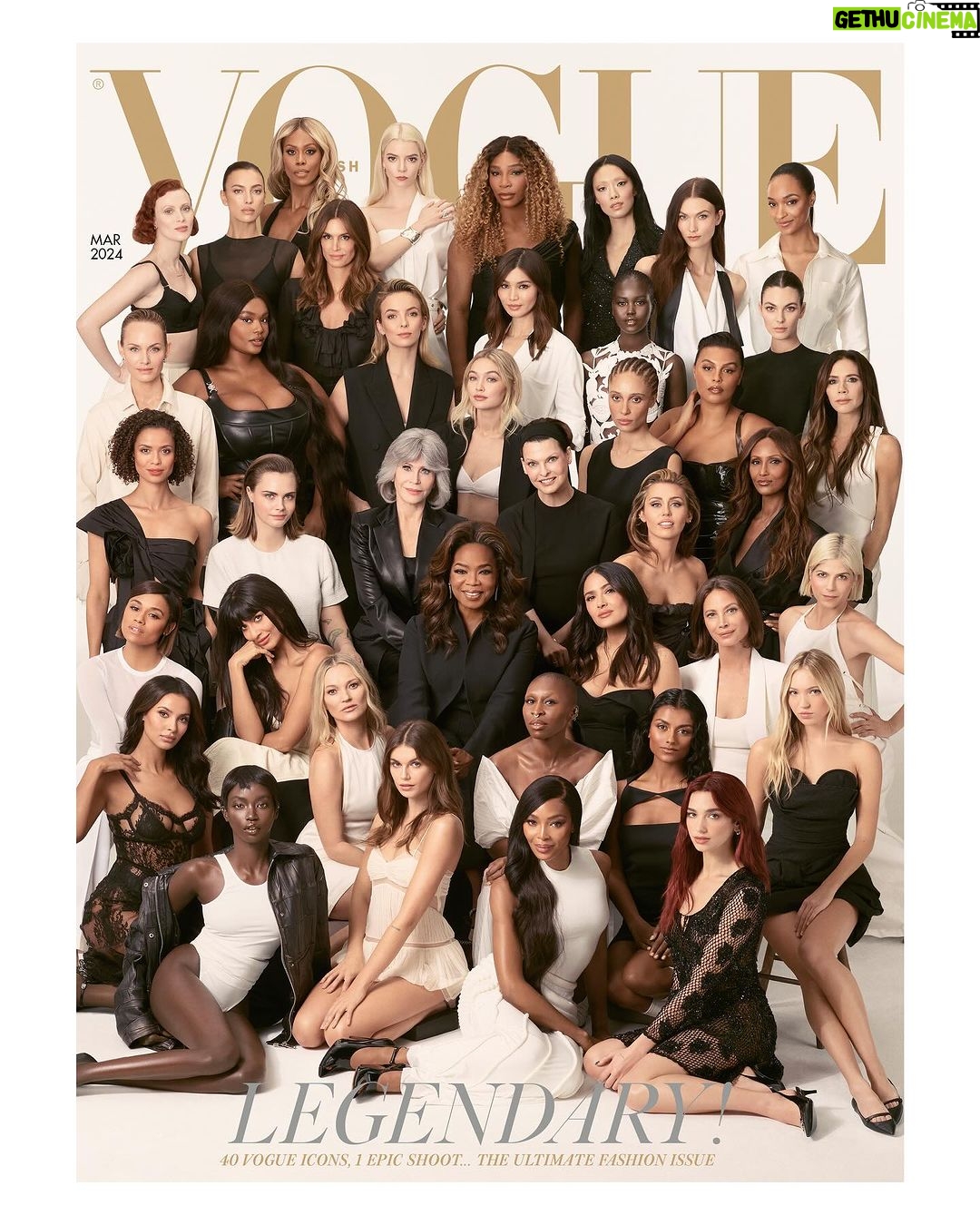 Kaia Gerber Instagram - for our dearest 🤍 @edward_enninful. beyond honored to be included amongst all these incredible women who i admire beyond words. so many heroes. absolute pinch me moment. we love you, edward. thank you for everything you’ve done with your time at @britishvogue and for fashion as a whole. by @stevenmeiselofficial @adwoaaboah, @adutakech, @simoneashley, @victoriabeckham, @selmablair, @naomi, @vittoria, @gemmachan, @jodiemcomer, @lavernecox, @cindycrawford, @mileycyrus, @arianadebose, @carasdelevingne, @jourdandunn, @palomija, @misskarenelson, @cynthiaerivo, @lindaevangelista, @janefonda, @gigihadid, @salmahayek, @the_real_iman, @mayajama, @jameelajamil, @karliekloss, @preciousleexoxo, @dualipa, @gugumbatharaw, #katemoss, @lilamoss, @rinasonline, @irinashayk, @anyataylorjoy, @cturlington, @ambervalletta, @serenawilliams, @oprah, @anokyai