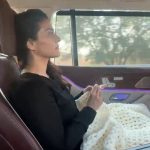 Kajol Instagram - #crocheting and backseat driving at the same time .. #longdrives #neverending #trafficsolutions #rihannasaidit #multitasking