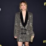 Kaley Cuoco Instagram - ‘Meet Cute’ premier ! 💫 stream on @peacocktv today! Thank you New York glam 💋 @natashasmee @tommy_buckett @bradgoreski @daniela_viviana @lubastailoring {wearing @dolcegabbana @margosiegelpr @manoloblahnik } 💫 thank you to my dates @zosiamamet & @johnakite_ 💛💛💛