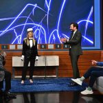 Kaley Cuoco Instagram - Always the best funniest time on @fallontonight ! Don’t miss it tonight! We also play a ridiculous game of 3D Pictionary which I legit sucked at! Enjoy! 😂💫👏🏼 #icantdraw thank you glam! Wearing @dolcegabbana @manoloblahnik @bradgoreski @daniela_viviana @lubastailoring @tommy_buckett @natashasmee ♥️