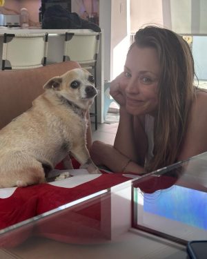 Kaley Cuoco Instagram - 🥹There are no words to describe our dearest little Kingy. He was the first dog @tommypelphrey and I rescued together and honestly the most special.
I saw him online shaking in a shelter in Atlanta while I was away in Germany , and asked the shelter to hold him because we just had to have him. A month later we were in Atlanta for Tom’s work, and we spent an entire day driving hours to go pick up King. It was ♥️ ! We did not have him nearly long enough. What started as a 6 pound , skinny , wouldn’t drink water , fur less, scared dog, turned into a chubby , hilarious , side plopping, eye kissing part of our family. The hardest part about adopting seniors with medical issues, is we truly don’t know how long we have. All I know is Kingy gave us the most joy over the last year in a half and we could not love him more. 🌈 to everyone that helped with Kingy’s journey along the way, thank you. I urge you to rescue your next best friend ❤️‍🩹 He has left his paw print on our family’s hearts forever 🐾