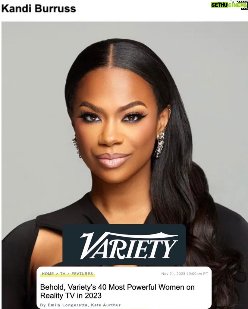 Kandi Burruss Tucker Instagram - Thank you so much @variety for honoring me as one of the #40MostPowerfulWomenInRealityTv! Much love to all the women on the list especially to the other beautiful women of @bravotv who made the list. ❤️ 📸. @imerickrobinson Styled by @ryanisstyle MUA @taetv Hair @sewjodie