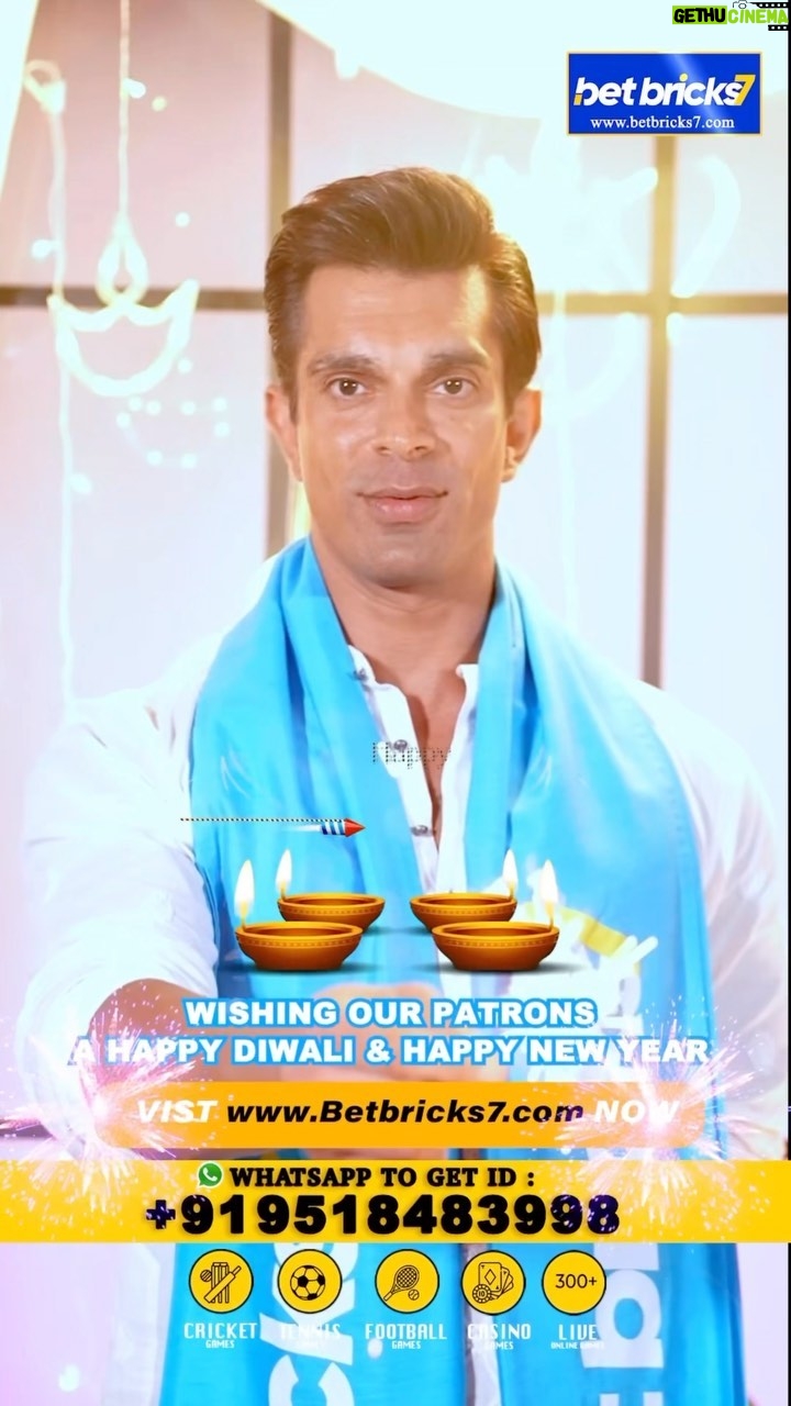 Karan Singh Grover Instagram - 🔱 Light up your Diwali with prosperity and winnings at @Betbricks7exchange! ✨🪙 Matlab Har match mei paise Kamane Ke Liye... The One-Stop Destination! 🏏💰 🪙750+ Live Sports & Casino Games Available. 🪙FREE User ID With 100 Only. 🪙Crypto Payment available. 🪙Instant Deposit - Unlimited Withdrawal. 👥24*7 Customer Support. This Diwali, let your victories be as bright as the festival of lights! ✨✨ ✨GET 99 WELCOME BONUS. ✨GET BONUS UP TO 20,000/- ON YOUR DEPOSIT🤑 ✨GET BONUS UP TO 11% Cashback Bonus🤑 ✨REFER YOUR FRIEND AND GET BONUS UP TO 1001. SIX AUR FOUR PAR PROFIT FIX KARLE AUR JEETNA SHURU KARE. 🏏💵 👨🏻💻 www.Betbricks7.com Register Now, And Start Winning! Wishing you a Diwali filled with victories, joy, and endless celebrations! 🪔🎉 #betbricks7 #registernow #playmore #winbig #cricket #betbricks7exchange #safe #secure #reel #bonus #worldcup2023 #DiwaliWishes