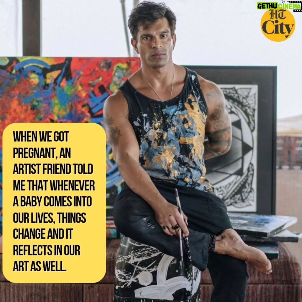 Karan Singh Grover Instagram - As part of our exclusive monsoon-series, actor-artist Karan Singh Grover talks about being a professional artist, how his daughter Devi has impacted his art and why he wishes to exhibit his paintings abroad. Story by @soumyavajpayee16 @iamksgofficial #karansinghgrover #painting #monsoonshoot #HTcityshowbiz #HTCity #devibasusinghgrover #bipashabasu #bollywoodupates #bollywoodactor #HTCity