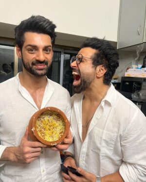 Karan Wahi Instagram - I was called for the biryani which we clearly can see how much was left

And since Dhani has turned wiser and more mature we had a blast (not literally Atleast till the time  iam posting this)

Wish Us All The Best 
Happy Birthday 
@rithvik_d