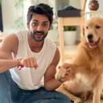 Karan Wahi Instagram - We Tied OURS Rakhi over the years has become Different Dont have my sisters around But its a festival i have fond memories of . Clearly Noah is not Happy About Giving Money 🐶😜 Happy Rakhi to All my sisters Meri Raksha karna humesha😝