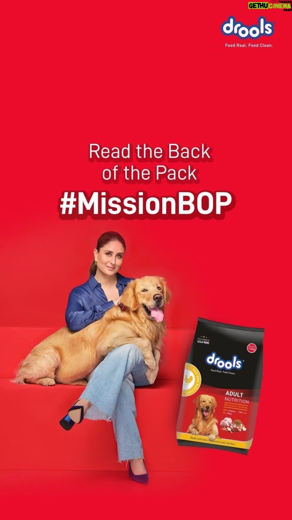 Kareena Kapoor Instagram - It’s all in the ingredients… 💁🏻‍♀️ Don’t forget to join the Drools #MissionBOP & participate in the #ReadtheBackofPack Challenge to win a FREE International trip! #Drools #MissonBOP #ReadtheBackofPackChallenge #Contest #FeedRealFeedClean #PetFood #PetParents #Pets #NoByProducts #Ad