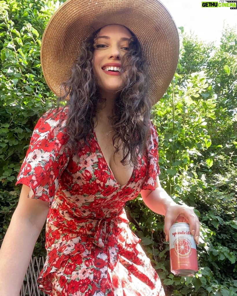 Kat Dennings Instagram - IS THAT A GENUINE SMILE COMING OUT OF MY FACE?! IT IS THE SMILE OF SOMEONE WHO FINALLY HOODWINKED HER FAVORITE BEVERAGE INTO SPONSORING HER…IT’S SPINDRIFT SPARKLING WATER, BABY. Never in my life have I approached a brand ASKING to partner with them out of sheer adoration. As a passionate (yet not remotely professional) gardener, I’ve become obsessed with only allowing REAL FRUIT (not “natural flavor” - actual fruit) into my consumables. Once I realized that everything I was drinking was “flavored”, I went on the hunt. I discovered @drinkspindrift which is the FIRST sparkling water made with 100% ONLY REAL SQUEEZED FRUIT and I became an absolute psycho, slowly converting my friends and family to the Drifter lifestyle. I may be part Spindrift at this point, as it is actually the only water I drink. Anyway. More to come. #realfruittastesbetter #spindriftpartner