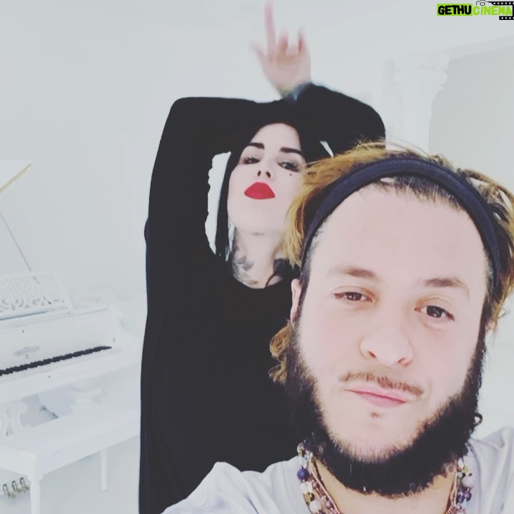 Kat Von D Instagram - Been writing dark, romantic dance goth jams with this fella! @ferras and can’t wait to share it with you all soooon! 🖤