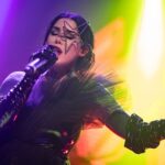 Kat Von D Instagram - A few performance shots from the Love Made Me Do It record release party! 🖤 I’m still buzzing over how good it felt to finally share the stage with my amazing bandmates: @sammidoll @mrpharmacist72 @daveparley @brynnroute! Huge thank you to @officialcharo for introducing us on stage, and to all of our friends + family that came to celebrate with us! This party made me even more excited to go on tour soon and do this in an even bigger way! For tickets, click the link in my bio! Because everyone is asking: My star eye piece was made by @awongolding My dress by: @asanchezfashion My shoes: coven buckle shoes by @vondshoes #lovemademedoit The Belasco
