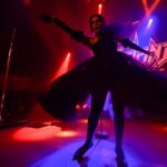 Kat Von D Instagram - A few performance shots from the Love Made Me Do It record release party! 🖤 I’m still buzzing over how good it felt to finally share the stage with my amazing bandmates: @sammidoll @mrpharmacist72 @daveparley @brynnroute! Huge thank you to @officialcharo for introducing us on stage, and to all of our friends + family that came to celebrate with us! This party made me even more excited to go on tour soon and do this in an even bigger way! For tickets, click the link in my bio! Because everyone is asking: My star eye piece was made by @awongolding My dress by: @asanchezfashion My shoes: coven buckle shoes by @vondshoes #lovemademedoit The Belasco