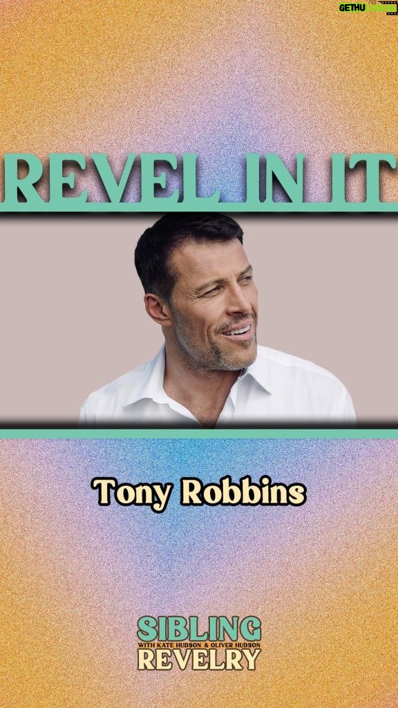 Kate Hudson Instagram - People are hungry to make different choices ✨ Part 2 of our conversation with @tonyrobbins on this week’s @siblingreverly is out. Find out what single event changed his life forever and why he says he can fix depression faster than any meds on the market. Link is in my stories to listen!