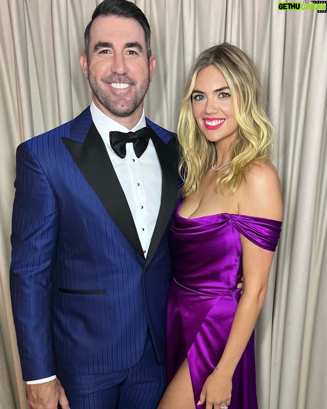 Kate Upton - 81.6K Likes - All dressed up to celebrate @justinverlander’s 3rd Cy Young! 💜✨