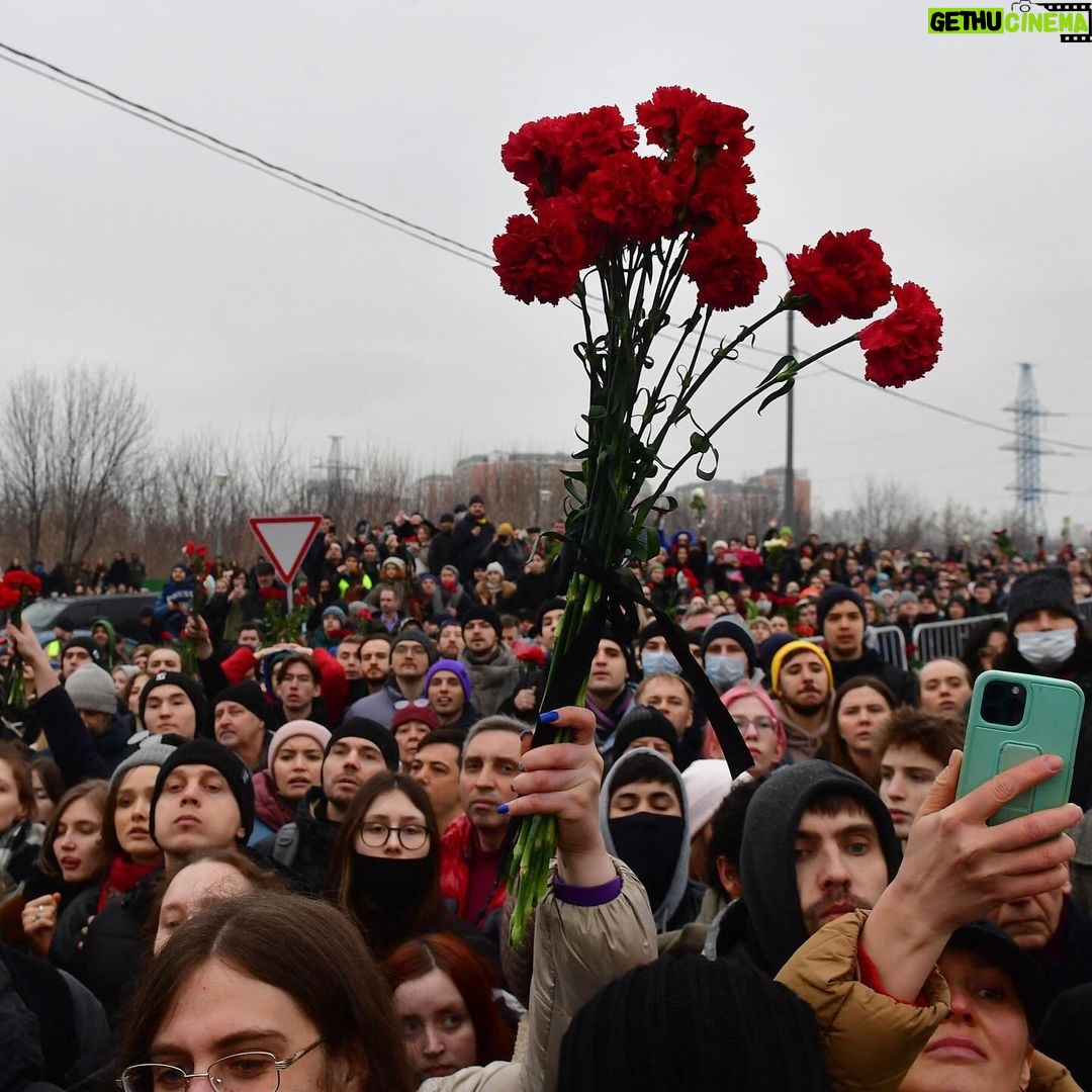 Katie Couric Instagram - More scenes from Alexei Navalny’s funeral service in Moscow, which took place today under tight supervision from the Russian authorities, who have arrested hundreds of mourners at memorial sites since Navalny died. Outside the church and cemetery, thousands of people gathered and chanted “Thank you, Alexei,” and “Russia will be free!” After a procession to the cemetery, Navalny’s coffin was lowered to the Frank Sinatra song “My Way,” and then the final song from “Terminator 2,” which Navalny considered “the best film on Earth.” Alexei Navalny’s wife Yulia, and two children, Daria and Zakhar did not appear to be present at the funeral. Yulia posted a statement on X today dedicated to her husband: “Lyosha, thank you for 26 years of absolute happiness,” she wrote using her husband’s nickname. “I don’t know how to live without you, but I will try to make you up there happy for me and proud of me.” Images via Getty