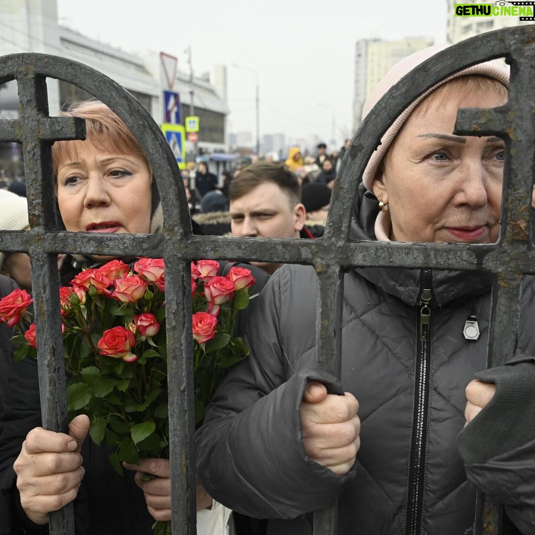Katie Couric Instagram - More scenes from Alexei Navalny’s funeral service in Moscow, which took place today under tight supervision from the Russian authorities, who have arrested hundreds of mourners at memorial sites since Navalny died. Outside the church and cemetery, thousands of people gathered and chanted “Thank you, Alexei,” and “Russia will be free!” After a procession to the cemetery, Navalny’s coffin was lowered to the Frank Sinatra song “My Way,” and then the final song from “Terminator 2,” which Navalny considered “the best film on Earth.” Alexei Navalny’s wife Yulia, and two children, Daria and Zakhar did not appear to be present at the funeral. Yulia posted a statement on X today dedicated to her husband: “Lyosha, thank you for 26 years of absolute happiness,” she wrote using her husband’s nickname. “I don’t know how to live without you, but I will try to make you up there happy for me and proud of me.” Images via Getty