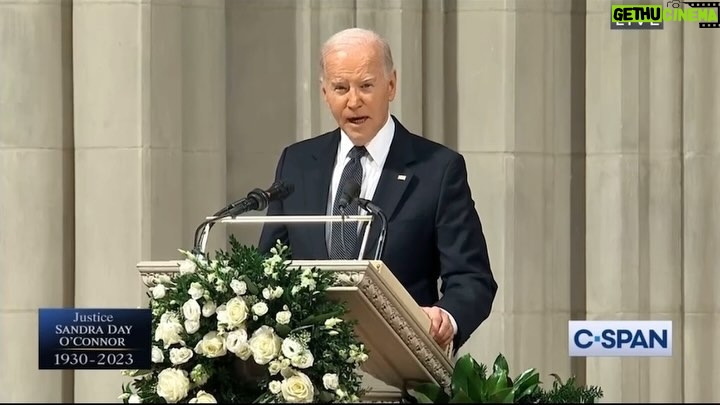 Katie Couric Instagram - President Joe Biden spoke at the late Supreme Court Justice Sandra Day O’Connor’s funeral on Tuesday at the Washington National Cathedral. The private service brought O’Connor back to the church she attended for years as a Supreme Court justice and to the same place where the nation also held services for former President George H.W. Bush, former Secretary of State Madeleine Albright, and the late Sen. John McCain, R-Arizona. President Biden praised O’Connor’s ability to “open doors, secure freedoms, and prove that a woman can not only do anything a man can do, but many times do it a hell of a lot better.” 🎥: @cspan