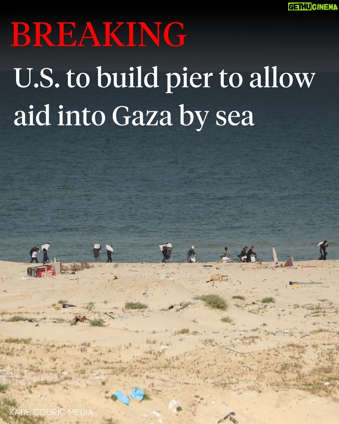 Katie Couric Instagram - 🚨President Biden will announce in his State of the Union on Thursday that he is ordering the U.S. military to build a floating pier off Gaza, in what the White House called an “emergency mission” that would allow hundreds of truckloads of additional aid to be delivered by sea to Gazans who are on the brink of starvation, per @nytimes reporting. The project will take several weeks, involving hundreds or thousands of U.S. troops on ships just off shore, in keeping with Mr. Biden’s mandate that no American soldiers be on the ground inside Gaza as the conflict rages. Briefing reporters, administration officials said that the port would be constructed in cooperation with other countries in the region, but it was unclear whether Israel would be joining the effort. The new project gives Mr. Biden a concrete project to point to in Thursday night’s State of the Union Address at a time that he is under sharp criticism for not reining in Israel’s attacks, and moving too slowly to address the humanitarian catastrophe unfolding in Gaza. The new seaport, when completed, would be an additional route for humanitarian aid, which is currently limited to two land crossings into the southern part of Gaza. Officials said Thursday that a third land crossing, into the northern part of Gaza, could open to limited deliveries within a week. Mr. Biden also recently ordered the U.S. military to drop aid into Gaza by air. American pilots dropped their fourth load into the territory on Thursday. This is a developing story with updates to come.